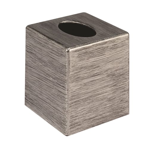 Parker Collection Faux Brushed Metal Look Boutique Tisssue Box, Silver/Black